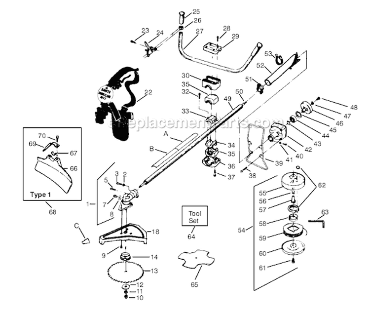 Page A Diagram and Parts List for YPXR-200 YP XR-200 Weed Eater Trimmer